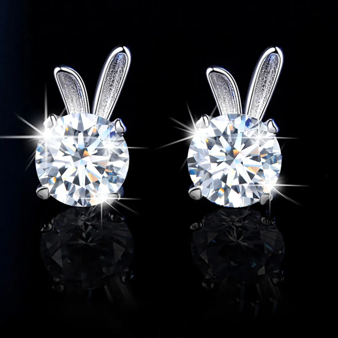 Authentic Celestial Lunar Hare Moissanite Studs