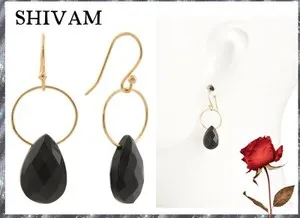 Authentic Celestial Eclipse: 14kt Gold Plated Black Onyx Drop Earrings
