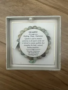 Authentic Celestial Quartz and Gold-Plated Silver Talisman Bracelet