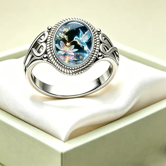 Authentic The Hummingbird and Lotus Sacred Harmony Ring