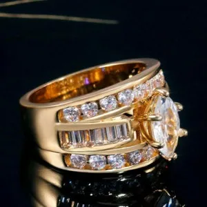 Authentic Celestial Radiance: The Golden Aura Zirconia Band
