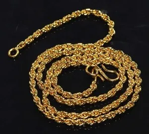 Authentic Gold-Plated Twisted Rope Golden Finished Handmade Chain Necklace Size 18" GW