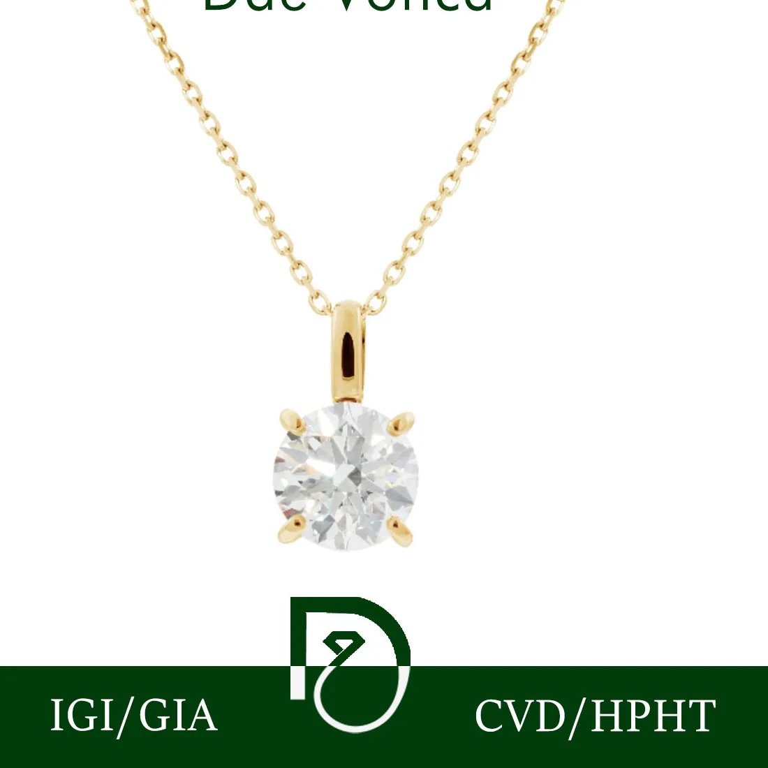Authentic The Solitaire Radiance: 18K Gold and IGI Certified Lab Grown Diamond Pendant
