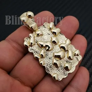 Authentic 14K Gold plated Lucky Golden Nugget Bling Hip Hop Pendant Charm