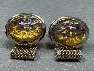 Authentic Radiant Solar Wraiths: Vintage Golden Iridescent Wrap-Around Cuff Links