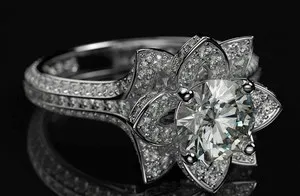 Authentic The Lotus Blossom Eternity Ring in Radiant 14K White Gold Finish