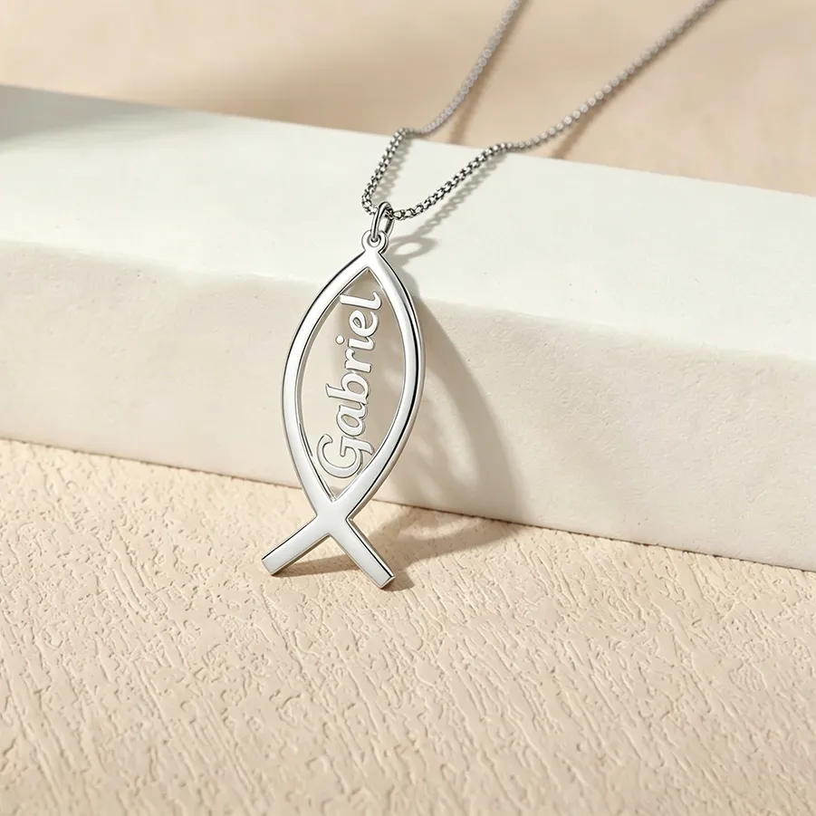 Authentic Aura of the Sacred Stream: The Personalized Ichthys Gold-Plated Talisman