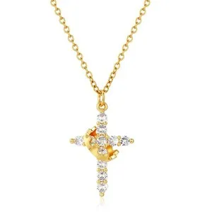 Authentic The Sovereign Light Crown Cross 14K Gold-Plated Talisman
