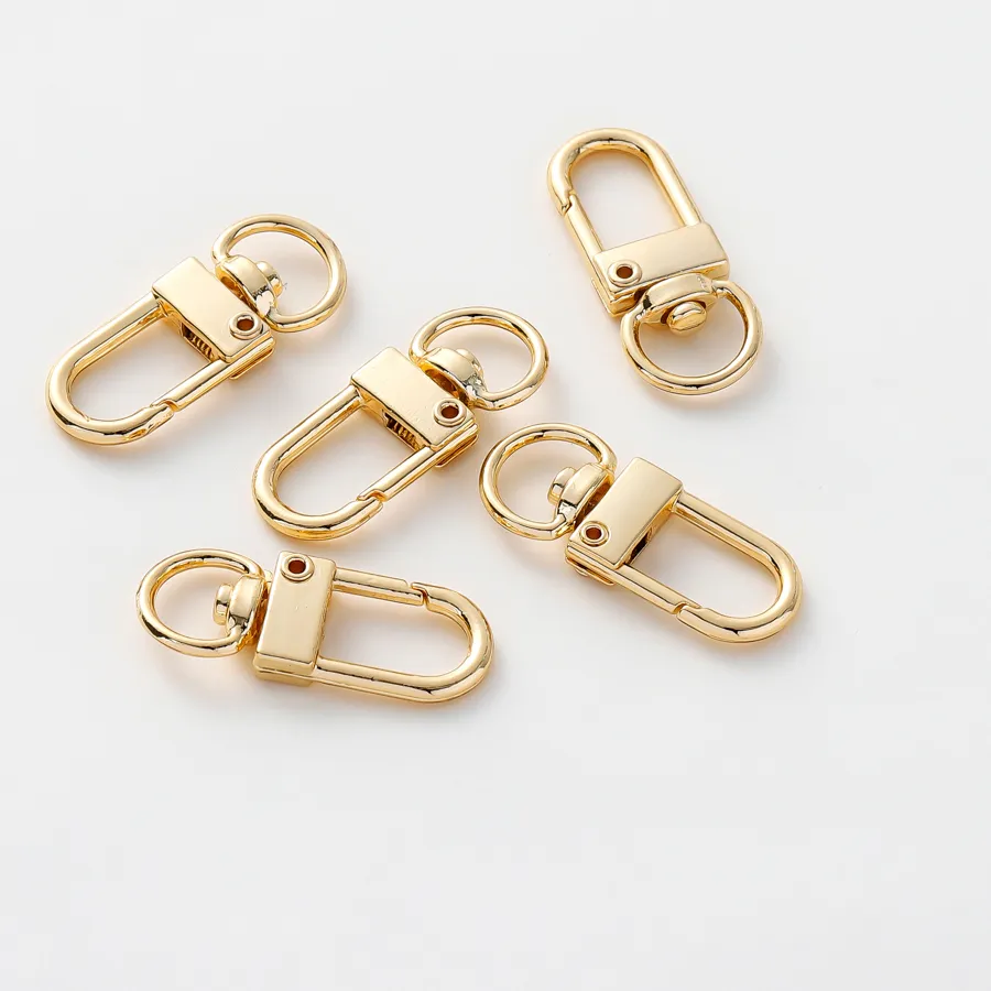 Authentic 5pcs/lot 14K 18K Gold Plated Split Key Ring Swivel Lobster Clasp Connector For Bag Belt Dog Chains DIY Jewelry Making Findings