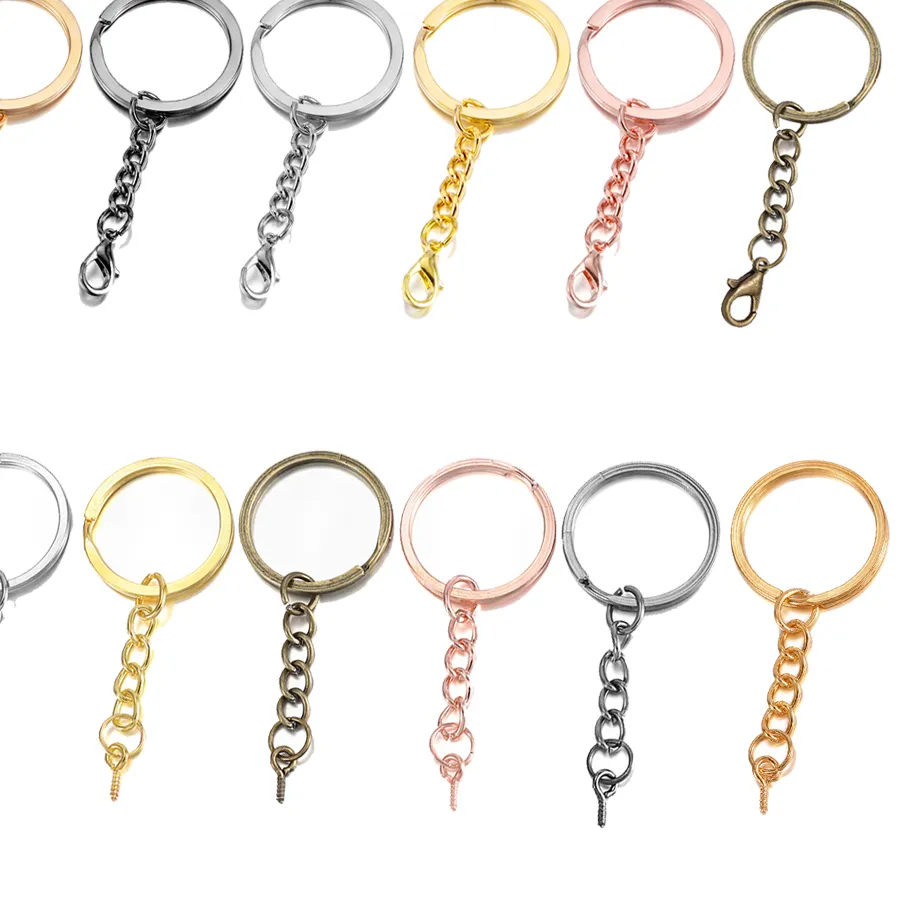 Authentic 10Pcs Bag 25 28 30Mm Key Chain Key Ring With Eye Screw Round Split Keyrings Screw Eye Pin For Diy Jewelry Making Findings Supply