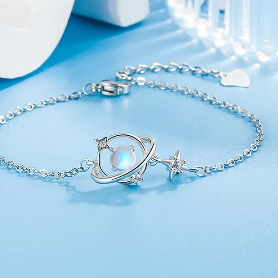 Authentic S925 Sterling Silver Shiny Star Crystal Hand Bracelets Jewelry Accessories Jewellery
