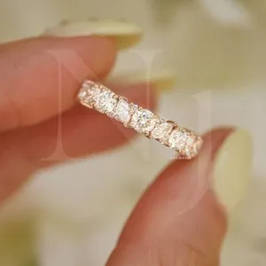 Authentic Celestial Radiance: The Eternal Marquise Moissanite Band