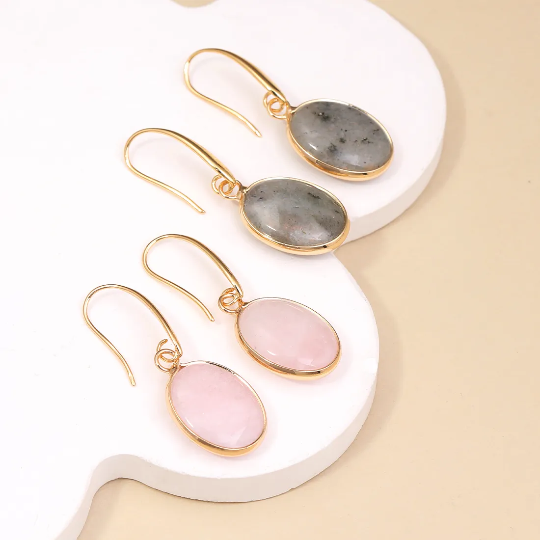 Authentic Whispers Of The Heart Rose Quartz Talisman Earrings
