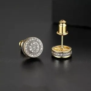 Authentic Celestial Radiance Pave Studs: 18k Gold-Plated Beacons of Clarity