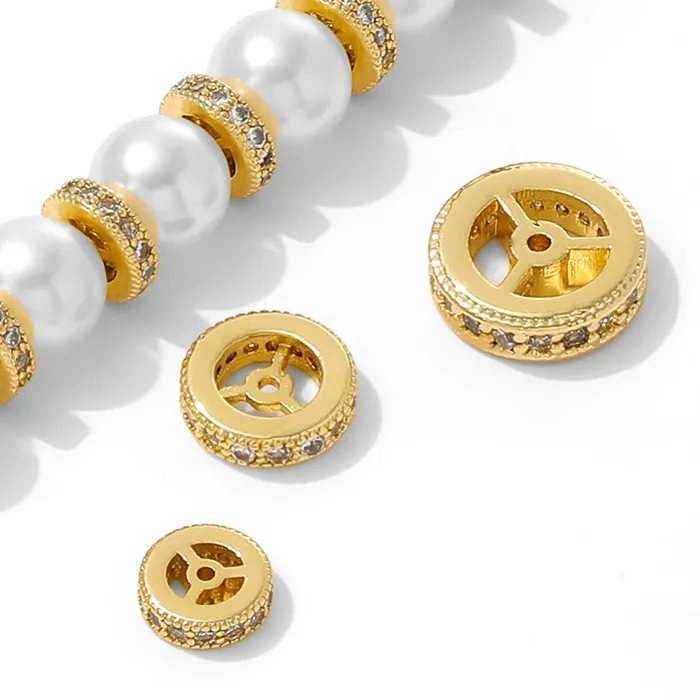 Authentic Spiral of Protection: 18K Gold Plated Wheel Spacer Beads for Sacred Jewelry