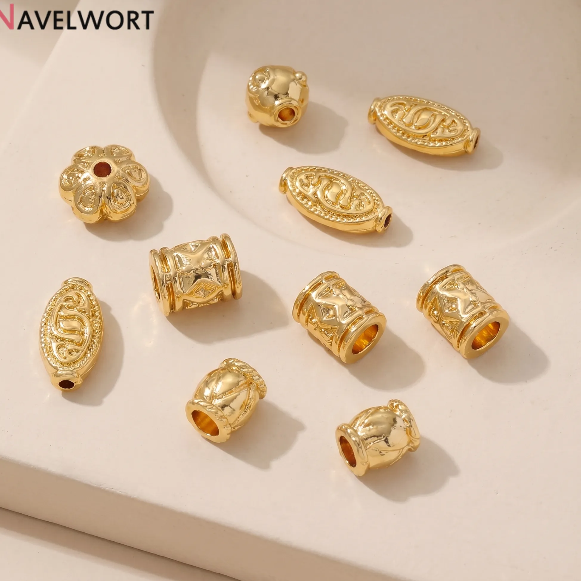 Authentic 14K Gold Plated Brass Metal Tube Beads Spacer Beads,Separator For Beads, For Jewelry DIY Bracelet Necklace Making Accessories