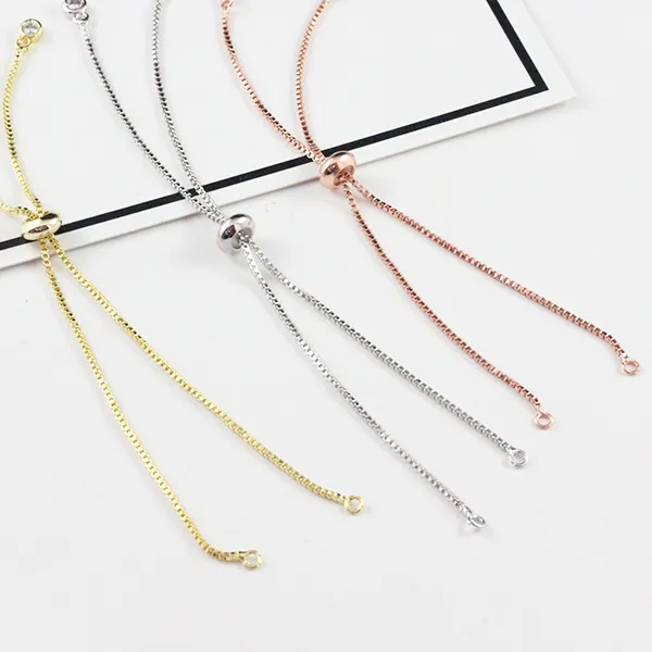 Authentic (2724)4PCS 12CM Quality Gold Color Plated Bracelet with Rubber Beads Can Adjust the Length for Bracelet Jewelry Making Findings