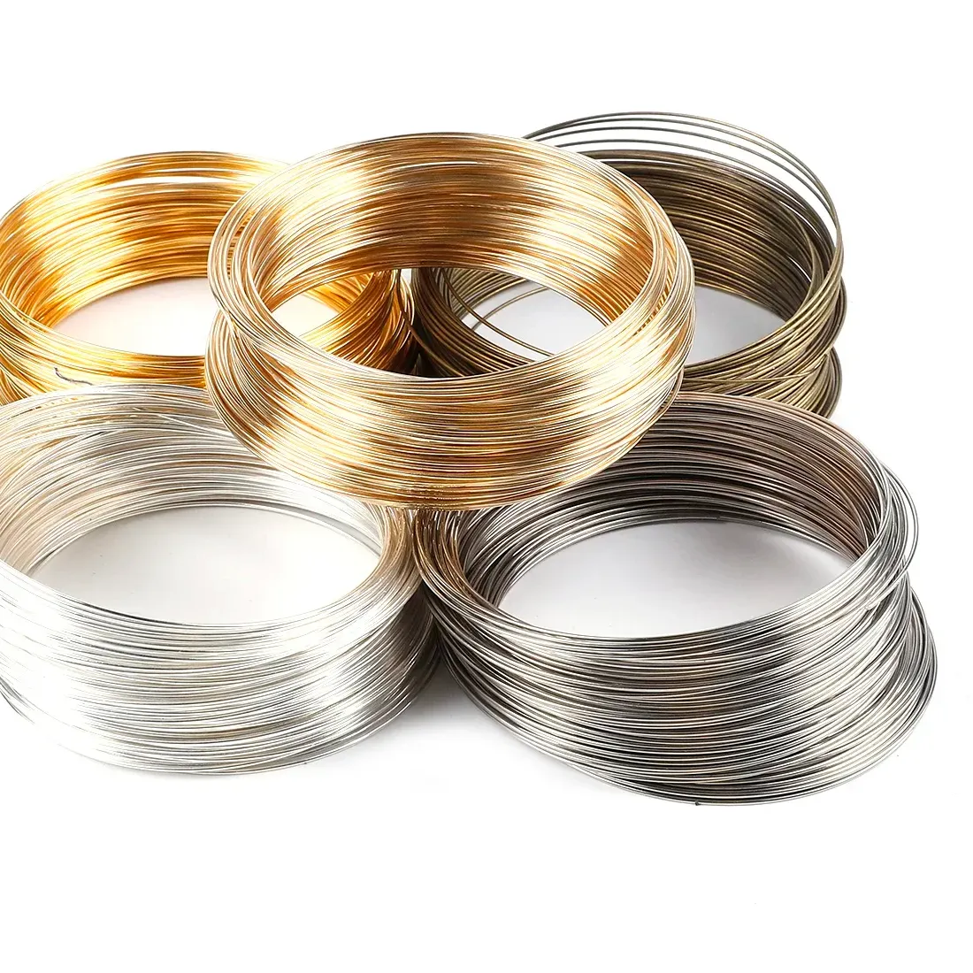 Authentic 100Loops 0.6mm Memory Wire Bracelet Ring Stainless Steel Coil (Silver/Gold) for DIY Jewelry Making Bead Stringing Craft Supplies