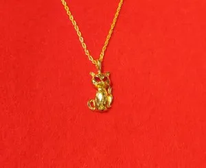 Authentic The Golden Feline Guardian Pendant and Rope Chain
