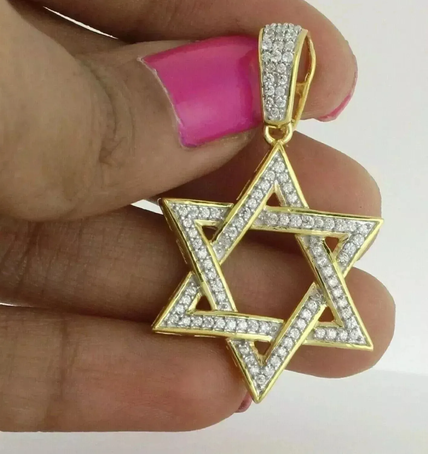 Authentic Celestial Shield Star of David Diamond Talisman in 14K Yellow Gold
