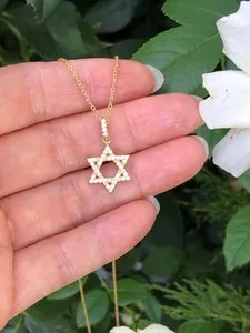 Authentic Celestial Star of David Pendant with 2‑Carat Lab‑Created Diamond – 14K Gold‑Plated