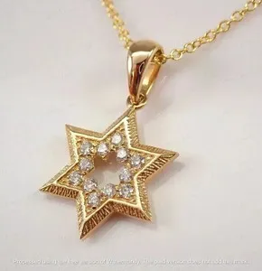 Authentic Celestial Shield: The Radiant Star of David 14K Gold-Plated Diamond Pendant