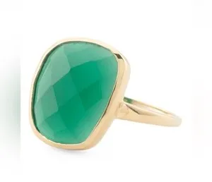 Authentic The SHIVAM Ring - 14K Gold-Plated Sterling Silver and Green Onyx