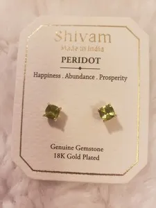Authentic Ethereal Verdant Radiance: Gold-Plated Peridot Talismans