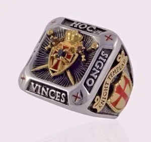 Authentic The Sovereign Shield: 18k Gold Plated Knight Templar Masonic Ring