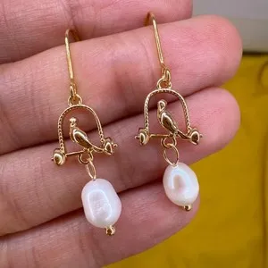 Authentic Gilded Aviary Pearl Earrings
