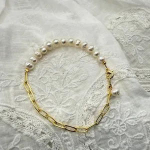 Authentic Radiant Luminescence Pearl and 14K Gold Talismanic Bracelet