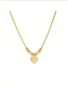 Authentic Women Necklace Heart Pendant 18K Gold Plated Stainless Steel Chain Jewelry New