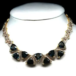 Authentic The Celestial Azure Amulet: London Blue Topaz and Solar Gold