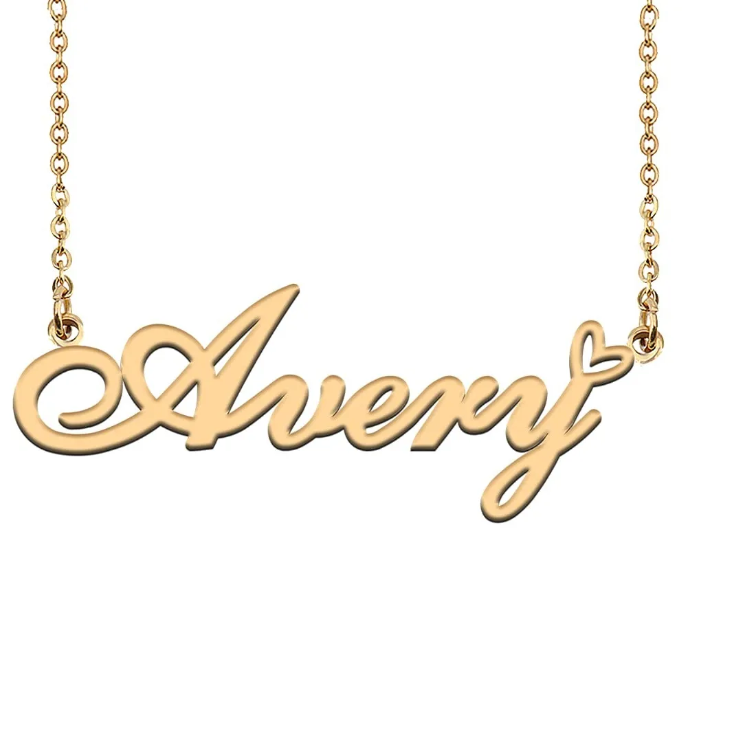 Authentic 18K Gold Plated Name Necklace Avery Necklace for Women Heart Pendant Jewelry Gif