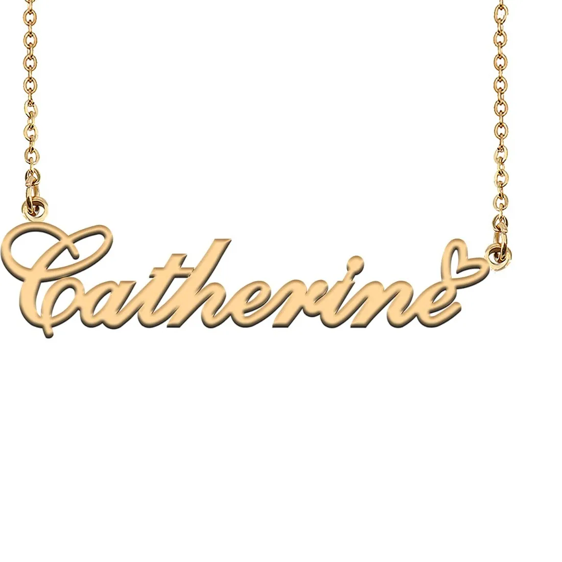 Authentic 18K Gold Plated Name Necklace Catherine Necklace for Women Heart Pendant Jewelry