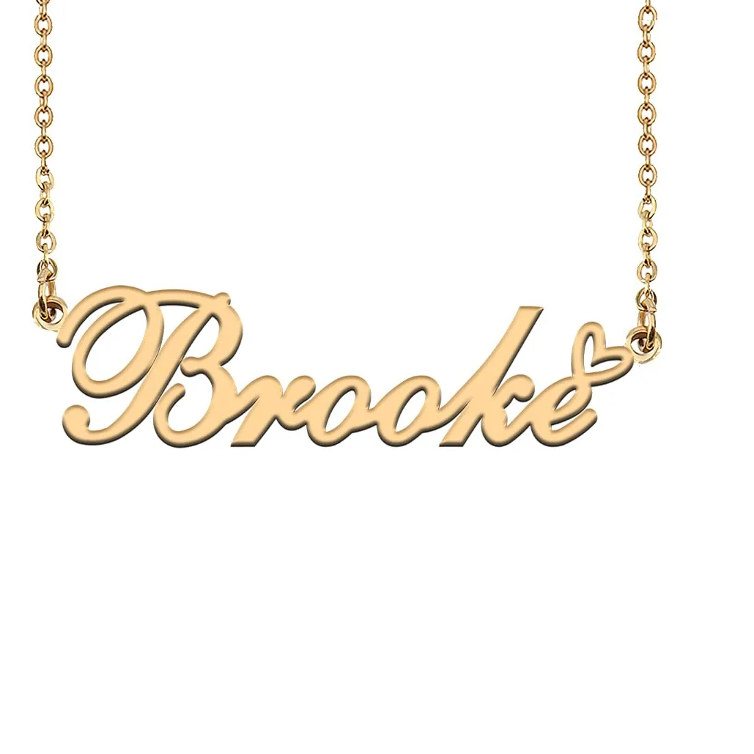 Authentic 18K Gold Plated Name Necklace Brooke Necklace for Women Heart Pendant Jewelry Gi