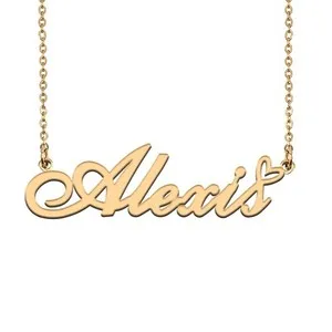 Authentic 18K Gold Plated Name Necklace Alexis Necklace for Women Heart Pendant Jewelry Gi