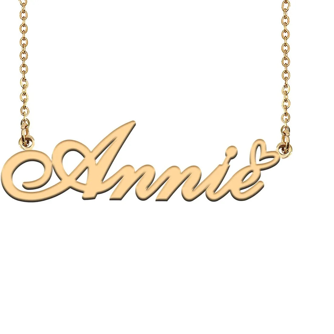 Authentic 18K Gold Plated Name Necklace Annie Necklace for Women Heart Pendant Jewelry Gif