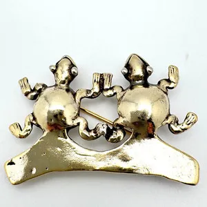 Authentic Golden Frog of Renewal: A Sacred Brooch of Transformation