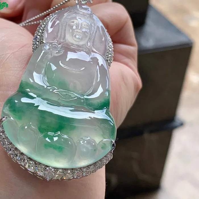 Authentic The Crystalline Lotus Sacred Ice Jadeite Guanyin Talisman