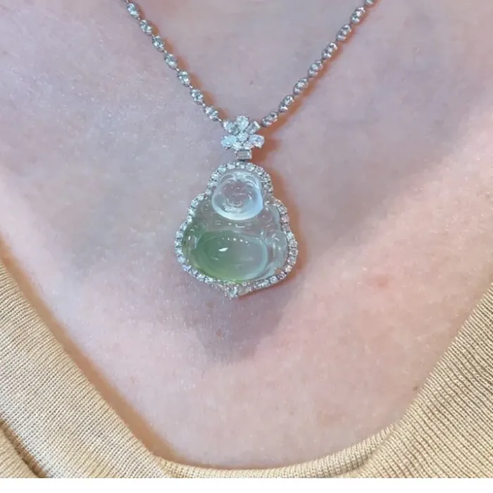 Authentic Celestial Bloom Buddha: Pure Jadeite Wisdom Amulet