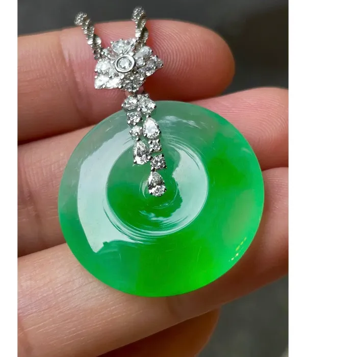 Authentic Emerald Dawn Burmese Jadeite Pendant For Peace And Prosperity