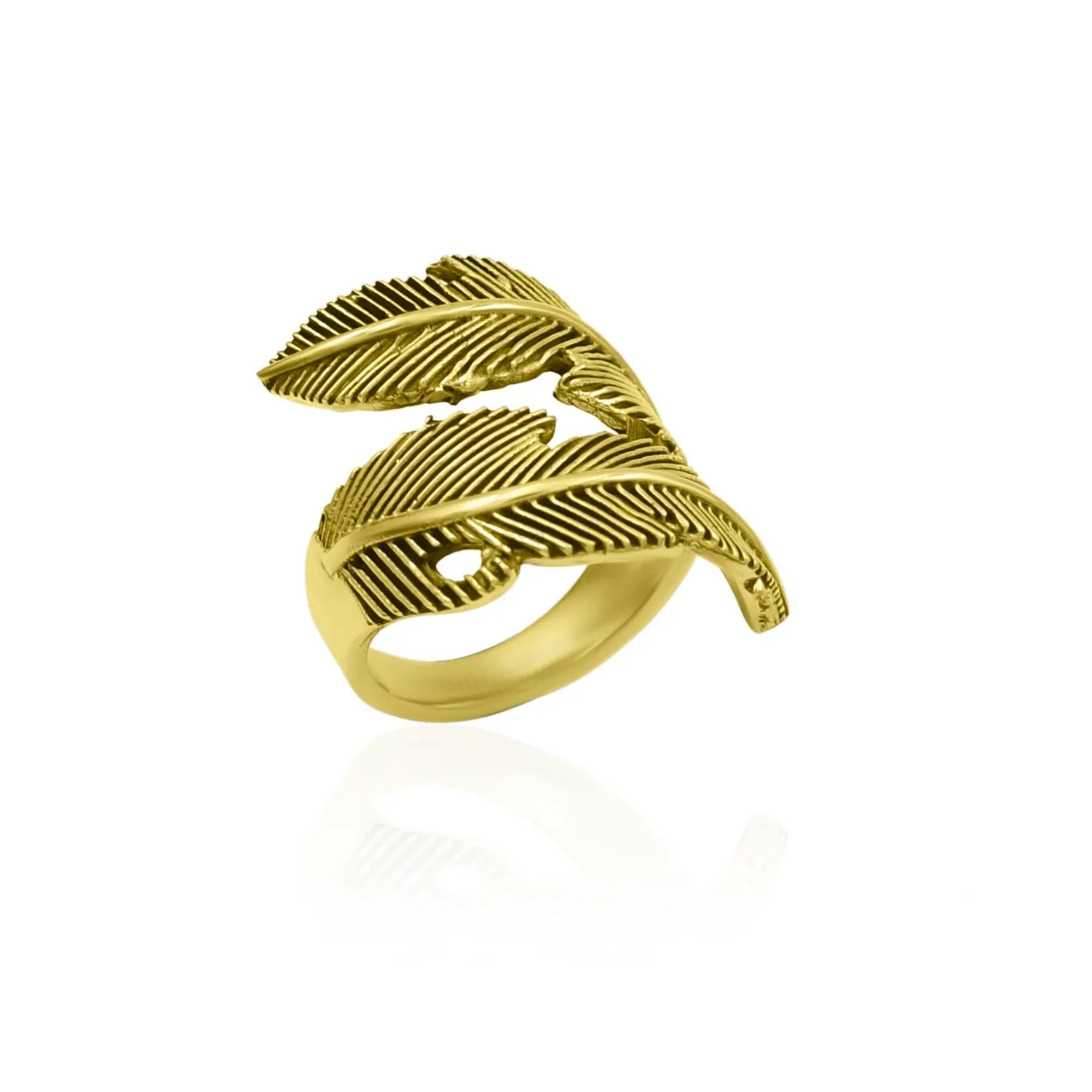 Authentic Leaf Style Adjustable Ring Beautiful Design Double Leaf Gold Plated Jewel