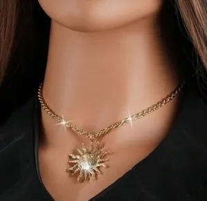 Authentic Radiant Solar Amulet Chunky Chain Necklace in 18K Gold Plating