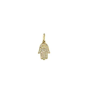 Authentic Radiant Shield of the Sacred Palm: Gold-Plated 925 Sterling Silver Diamond Hamsa Talisman