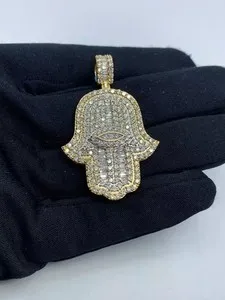 Authentic Guardian Of Light The Moissanite Hamsa Talisman In Golden Radiance