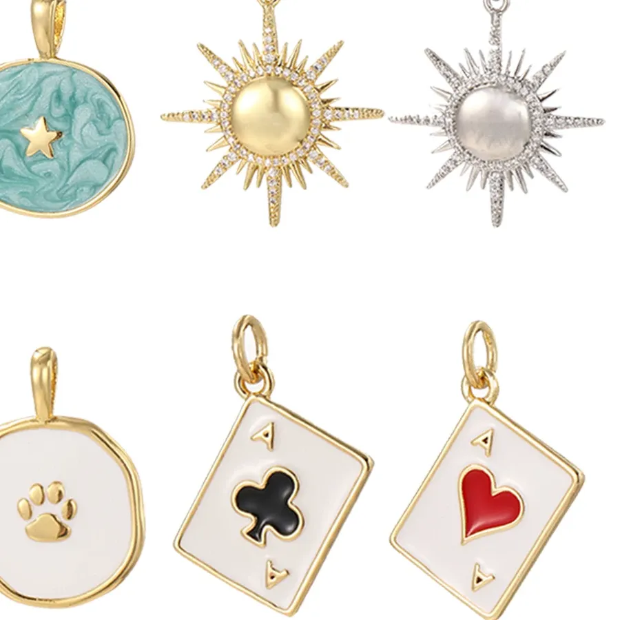 Authentic Sun Star Charms for Jewelry Making Gold Color Poker Pendant Diy Bracelet Necklace Earrings Key Chain Accessories Resin Charms