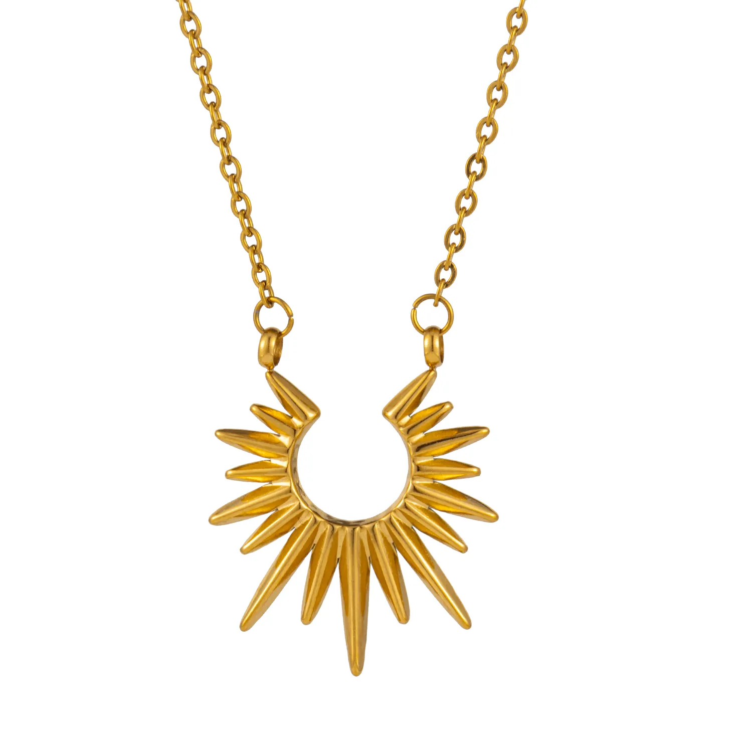 Authentic Solar Radiance Amulet: Gold-Plated Sun Charm Necklace with Celestial Chain