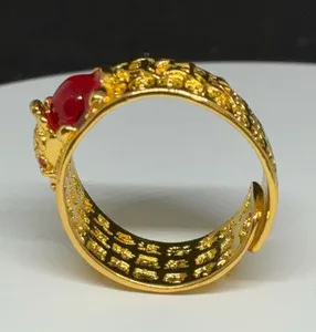 Authentic Pixiu Feng Shui Gold Plated Wealth Lucky Ring Buddhist Jewelry Size Adjustable