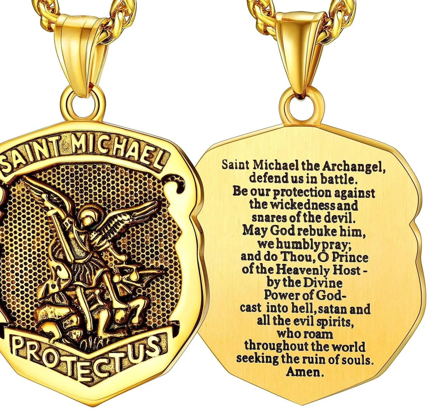 Authentic The Celestial Sentinel: 18K Gold-Plated Saint Michael Shield Amulet